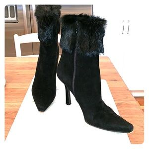 Suede and fur bootie